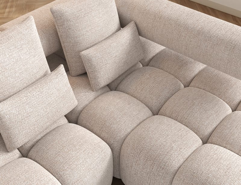 Levvi 3-sits Bubblig Bäddsoffa med Divan Höger - Bazalt 18 - Möbler - Vardagsrum - Bäddsoffor