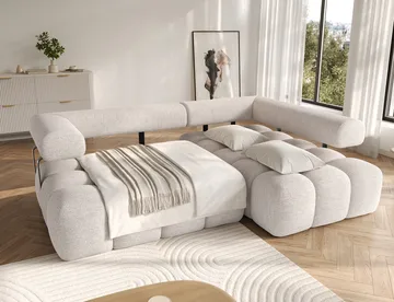 Levvi 3-sits Bubblig Bäddsoffa med Divan Höger - Bazalt 18 - Möbler - Vardagsrum - Bäddsoffor