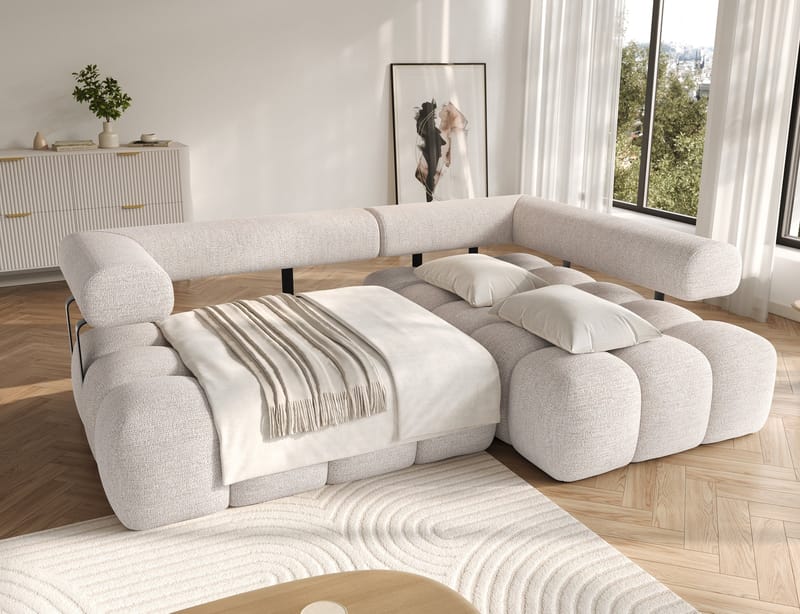 Levvi 3-sits Bubblig Bäddsoffa med Divan Höger - Bazalt 18 - Möbler - Vardagsrum - Bäddsoffor