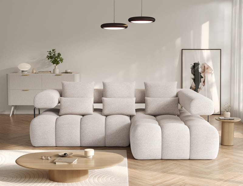 Levvi 3-sits Bubblig Bäddsoffa med Divan Höger - Bazalt 18 - Möbler - Vardagsrum - Bäddsoffor