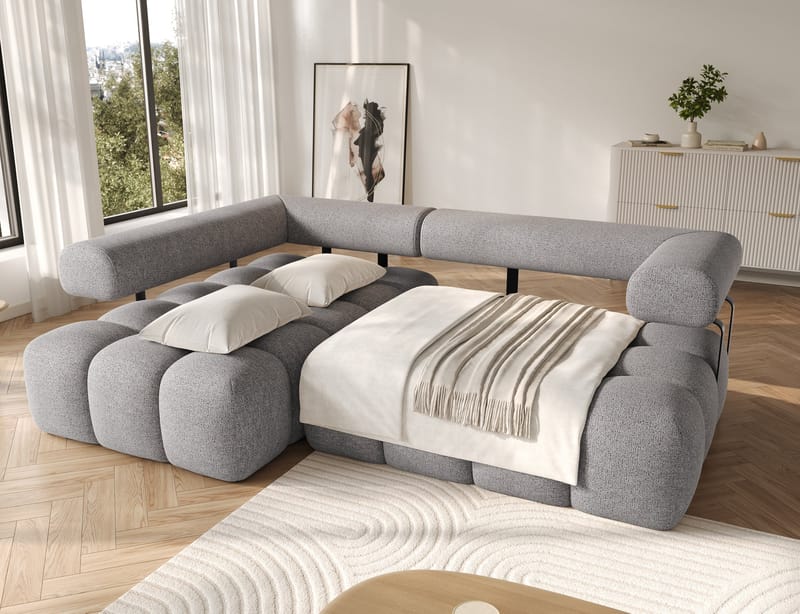 Levvi 3-sits Bubblig Bäddsoffa med Divan Vänster - Coralline 03 - Möbler - Vardagsrum - Bäddsoffor - Hörnbäddsoffa