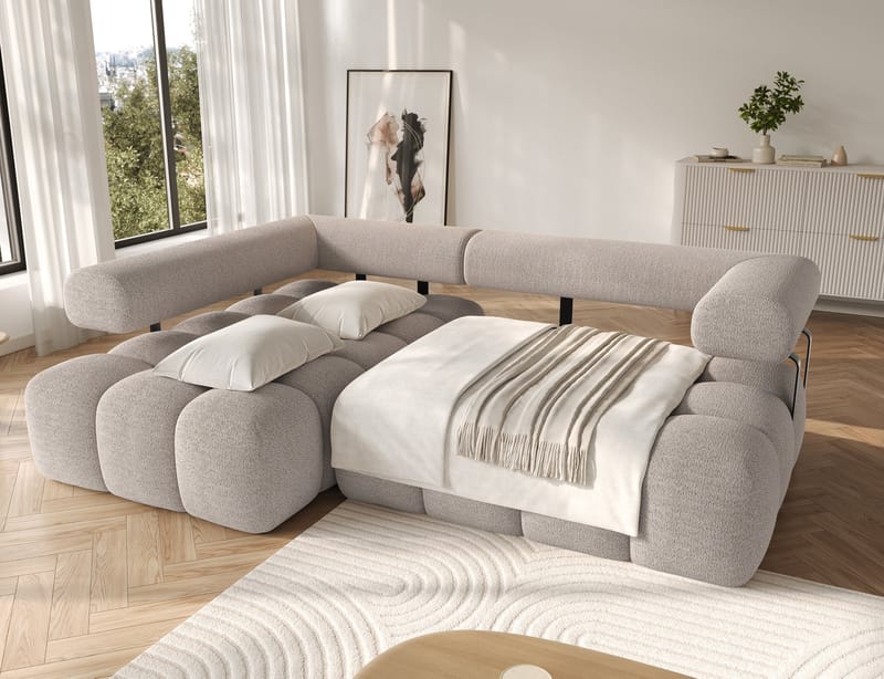 Levvi 3-sits Bubblig Bäddsoffa med Divan Vänster - Royal 18 - Möbler - Vardagsrum - Bäddsoffor - Hörnbäddsoffa