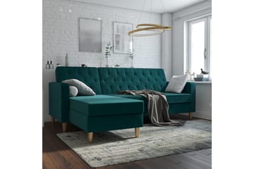 Liberty 3-sits Vänstervänd Divanbäddsoffa 105x195 cm med Förvaring i Tyg - Grön - Möbler - Vardagsrum - Bäddsoffor