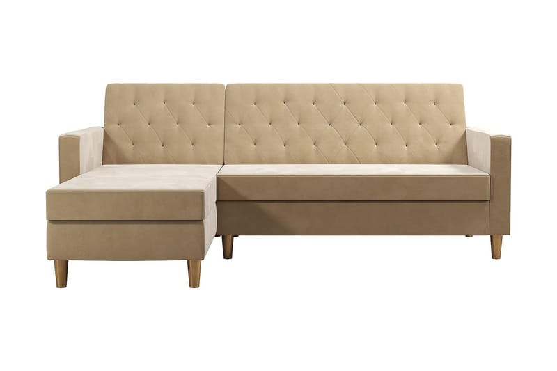 Liberty 3-sits Vänstervänd Divanbäddsoffa med Förvaring i Sammet, Sandbeige