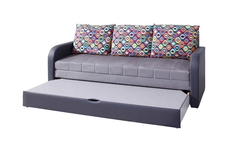 LIDO Bäddsoffa 208x75x86 cm - Blå/Grå/Röd - Möbler - Vardagsrum - Bäddsoffor