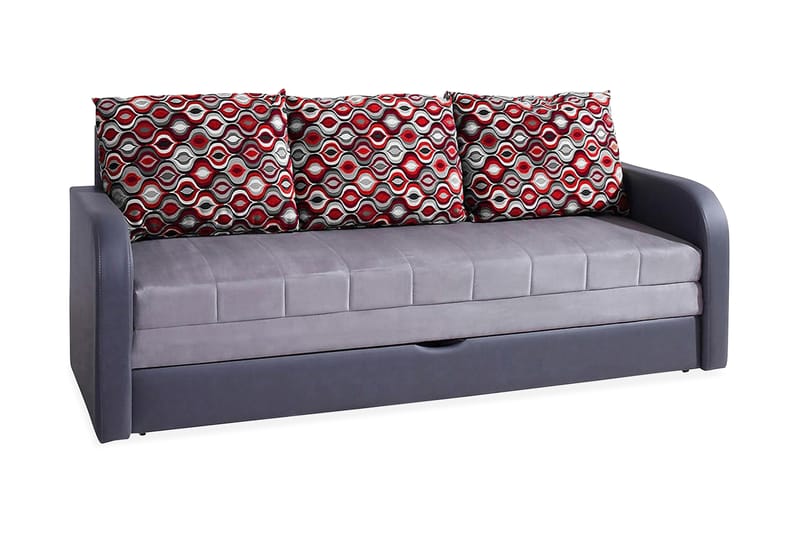 LIDO Bäddsoffa 208x75x86 cm - Grå - Bäddsoffor - 3-sits bäddsoffa