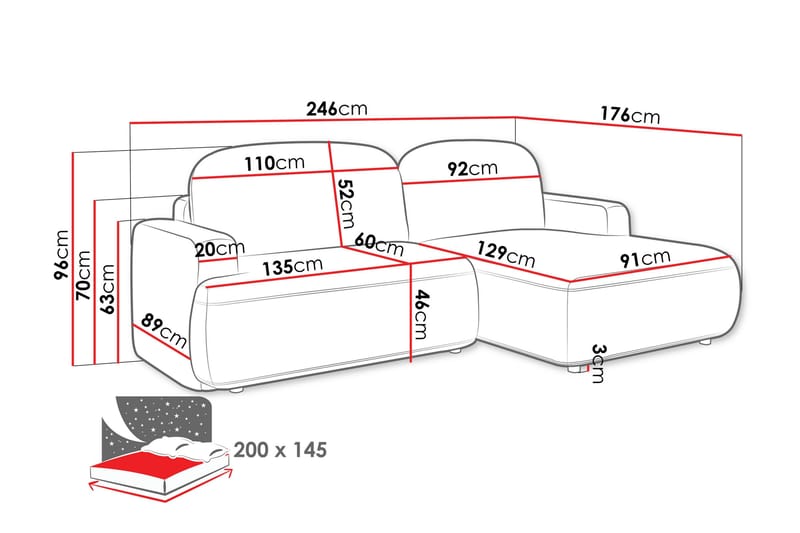 Lifeina Bäddsoffa m. Divan 2-sits - Blå - Möbler - Vardagsrum - Bäddsoffor