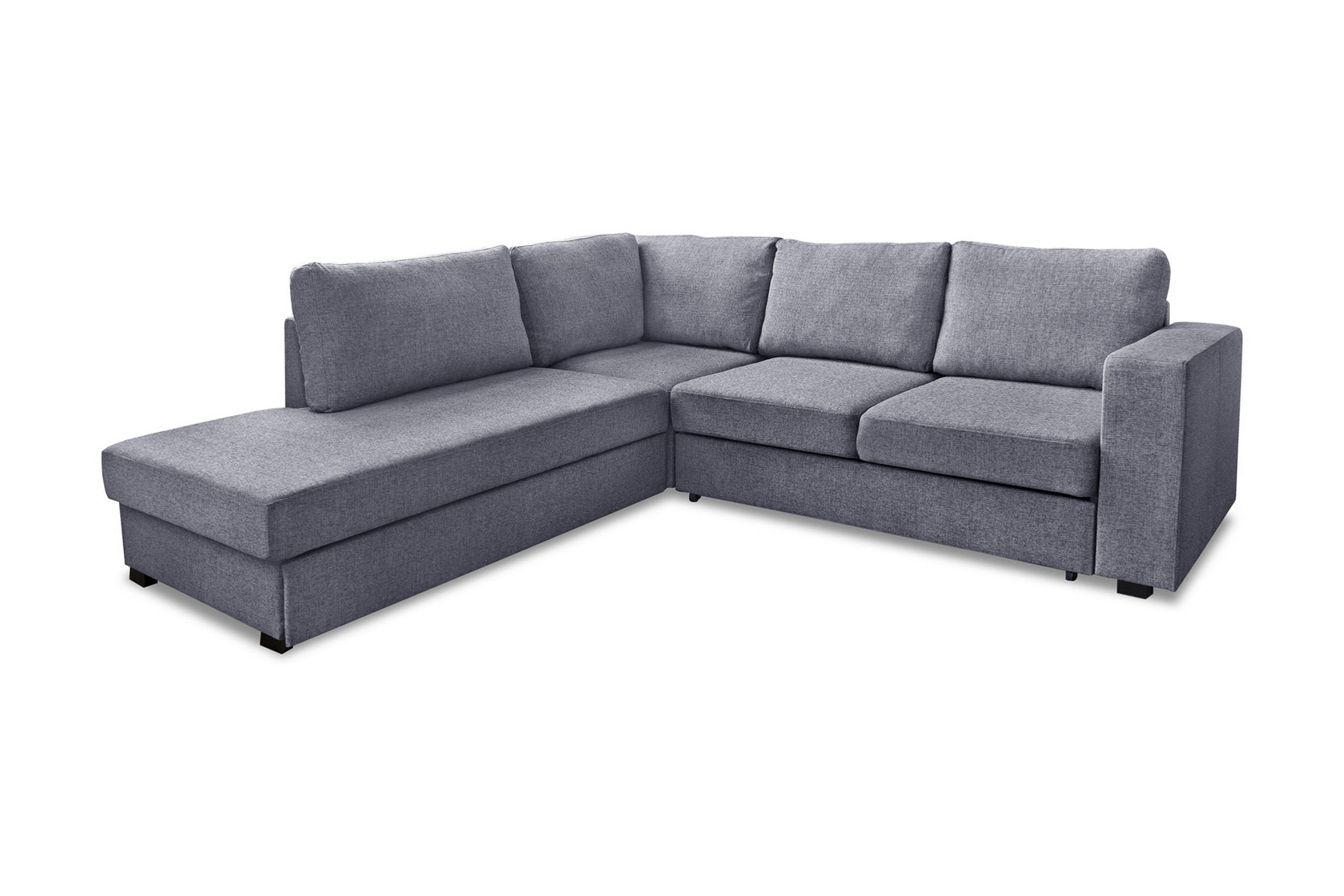 lilac bäddsoffa 3-sits med schäslong  vänster ljusgrå -