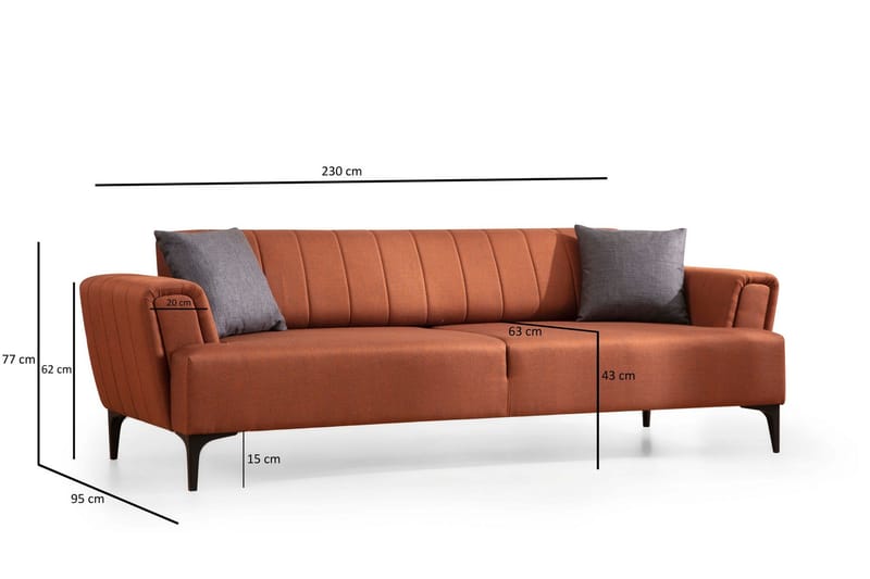 Lilesville 3-sits Bäddsoffa - Röd - Möbler - Vardagsrum - Bäddsoffor