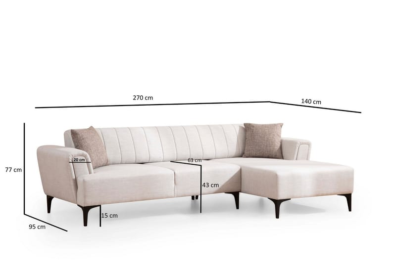 Lilesville Bäddsoffa med divan - Beige - Möbler - Vardagsrum - Bäddsoffor - Hörnbäddsoffa