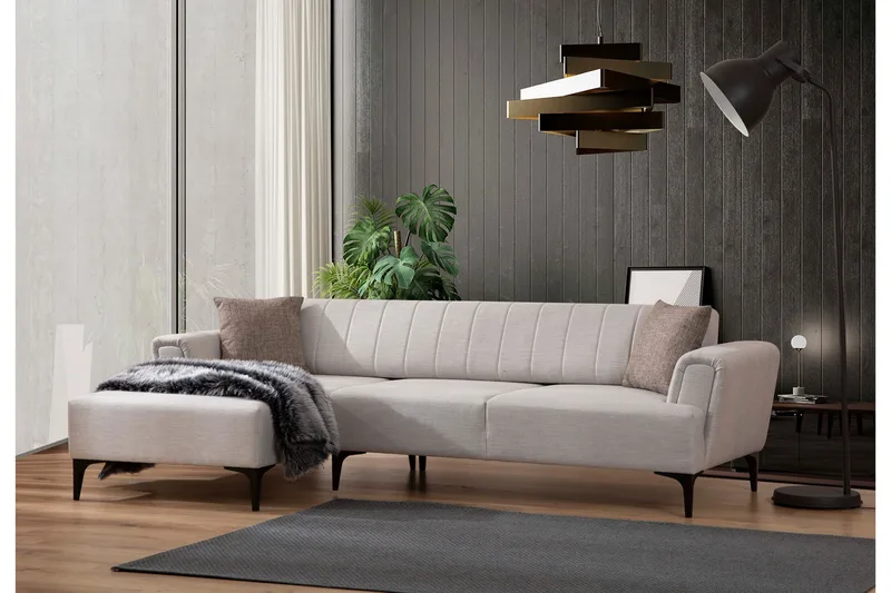 Lilesville Bäddsoffa med divan - Beige - Möbler - Vardagsrum - Bäddsoffor - Hörnbäddsoffa