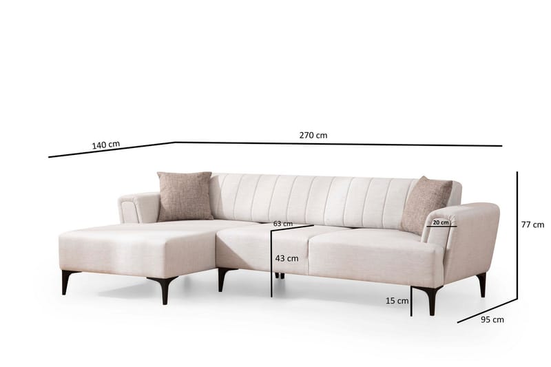 Lilesville Bäddsoffa med divan - Beige - Möbler - Vardagsrum - Bäddsoffor - Hörnbäddsoffa