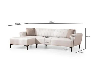 Lilesville Bäddsoffa med divan - Beige - Möbler - Vardagsrum - Bäddsoffor