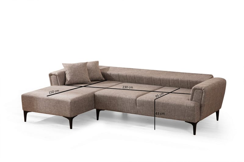 Lilesville Bäddsoffa med divan - Ljusbrun - Möbler - Vardagsrum - Bäddsoffor - Hörnbäddsoffa
