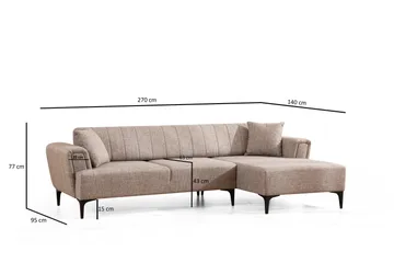 Lilesville Bäddsoffa med divan - Ljusbrun - Möbler - Vardagsrum - Bäddsoffor
