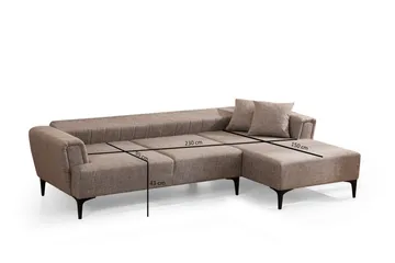 Lilesville Bäddsoffa med divan - Ljusbrun - Möbler - Vardagsrum - Bäddsoffor