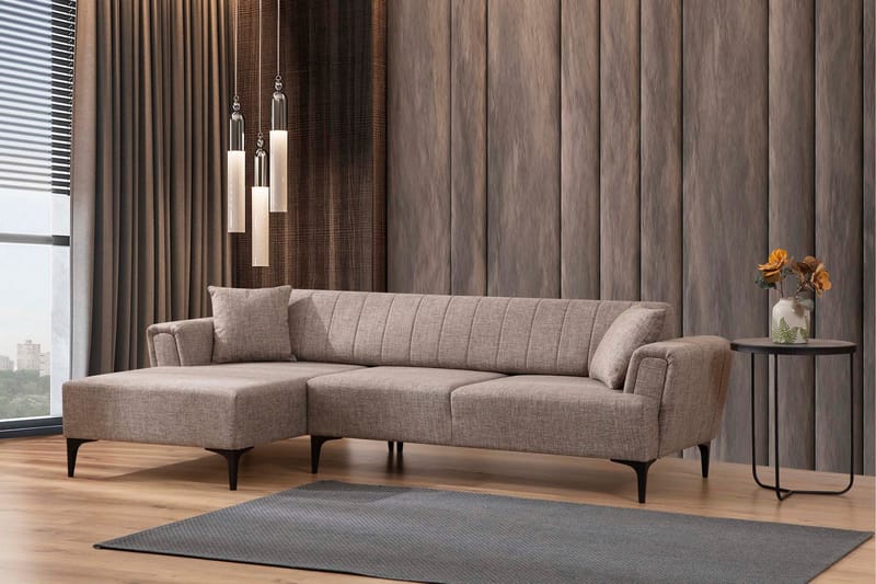 Lilesville Bäddsoffa med divan - Ljusbrun - Möbler - Vardagsrum - Bäddsoffor - Hörnbäddsoffa