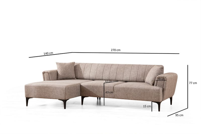 Lilesville Bäddsoffa med divan - Ljusbrun - Möbler - Vardagsrum - Bäddsoffor - Hörnbäddsoffa