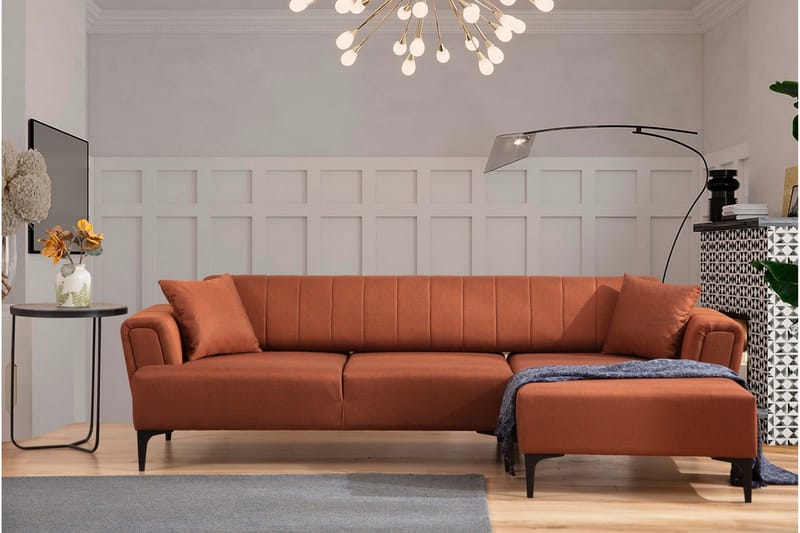 Lilesville Bäddsoffa med divan - Röd - Möbler - Vardagsrum - Bäddsoffor - Hörnbäddsoffa