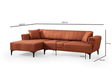 Lilesville Bäddsoffa med divan - Röd - Möbler - Vardagsrum - Bäddsoffor