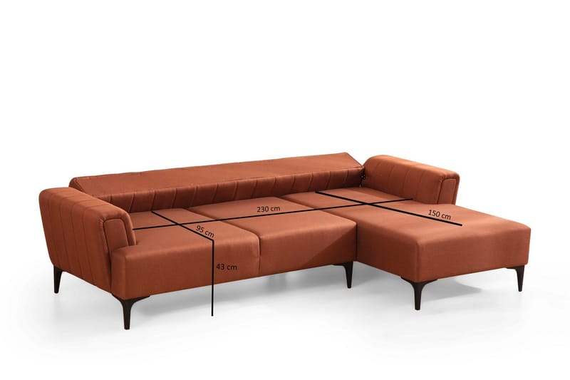 Lilesville Bäddsoffa med divan - Röd - Möbler - Vardagsrum - Bäddsoffor - Hörnbäddsoffa