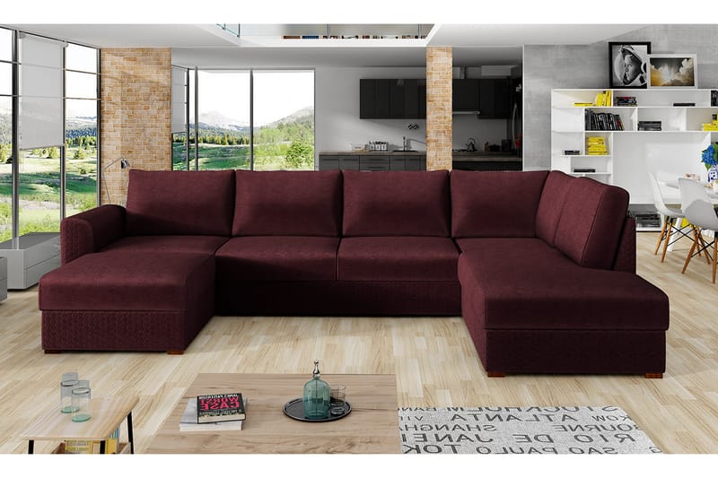 LISTARUM 4-sits Bäddsoffa Vänster Vinröd - Möbler - Vardagsrum - Bäddsoffor - U bäddsoffa