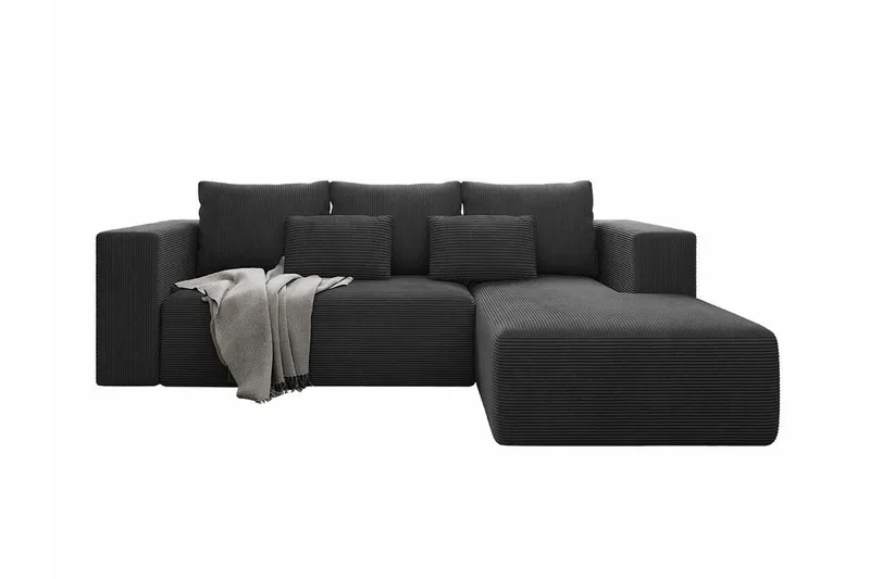 Listowel 3-sits Höger Hörnbäddsoffa 121x205 cm med Förvaring i Manchester, Antracit