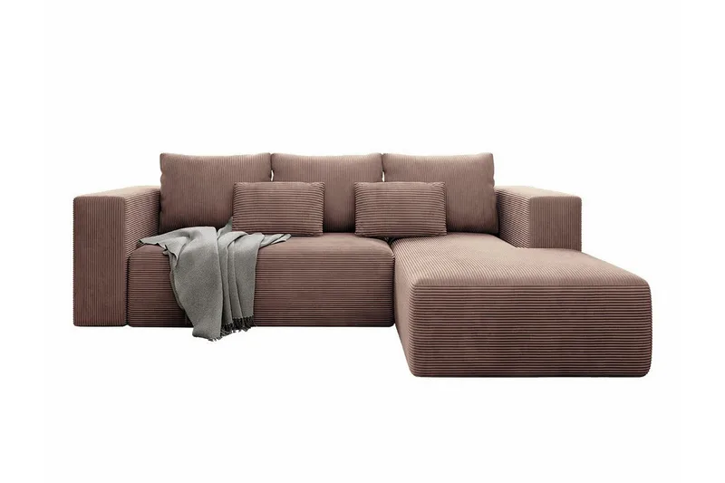 Listowel 3-sits Höger Hörnbäddsoffa 121x205 cm med Förvaring i Manchester, Gammelrosa