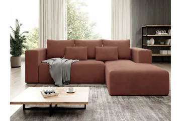 Listowel 3-sits Höger Hörnbäddsoffa 121x205 cm med Förvaring i Manchester - Terrakotta - Möbler - Vardagsrum - Bäddsoffor