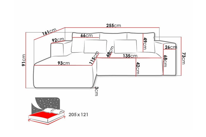Listowel 3-sits Hörnbäddsoffa beige - Möbler - Vardagsrum - Bäddsoffor