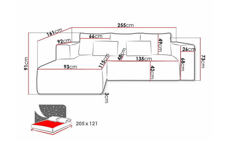Listowel 3-sits Hörnbäddsoffa beige - Möbler - Vardagsrum - Bäddsoffor