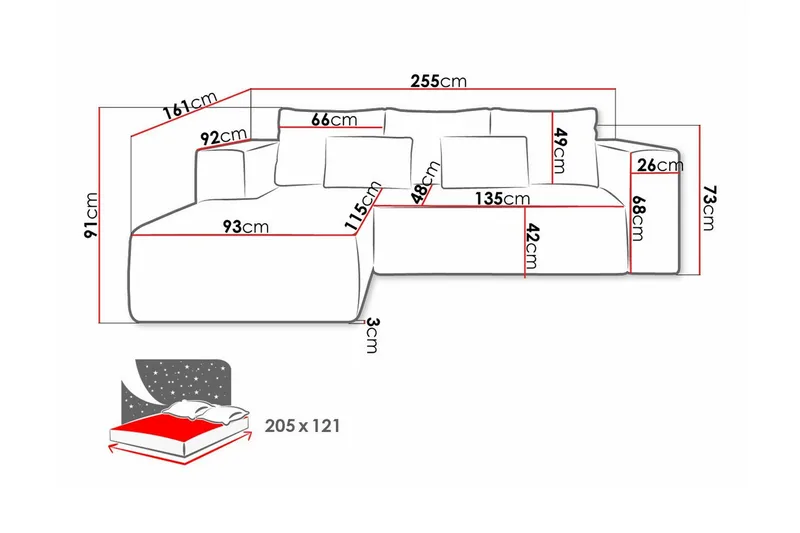 Listowel 3-sits Hörnbäddsoffa Beige/Light beige - Möbler - Vardagsrum - Bäddsoffor