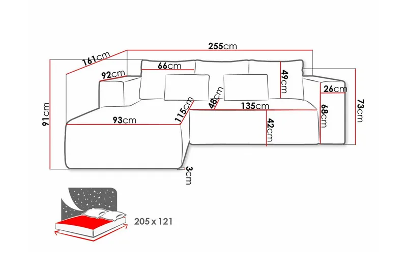 Listowel 3-sits Hörnbäddsoffa Brown - Möbler - Vardagsrum - Bäddsoffor
