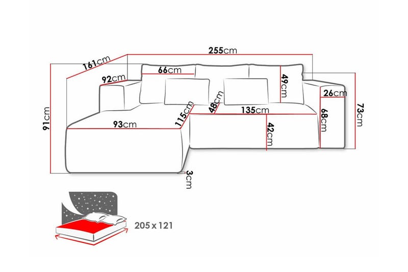 Listowel 3-sits Hörnbäddsoffa Dark blue - Möbler - Vardagsrum - Bäddsoffor - Hörnbäddsoffa