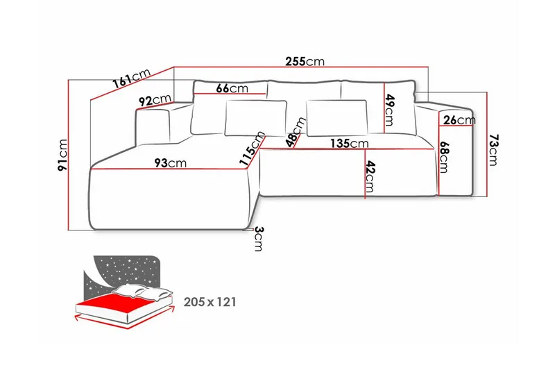 Listowel 3-sits Hörnbäddsoffa Dark blue - Möbler - Vardagsrum - Bäddsoffor - Hörnbäddsoffa