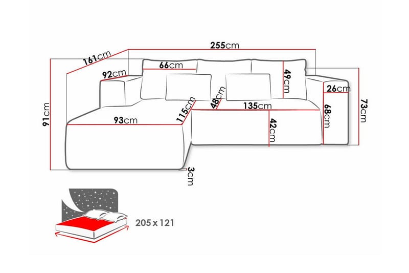 Listowel 3-sits Hörnbäddsoffa Dark blue - Möbler - Vardagsrum - Bäddsoffor - Hörnbäddsoffa
