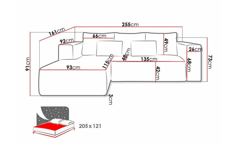 Listowel 3-sits Hörnbäddsoffa Green - Möbler - Vardagsrum - Bäddsoffor
