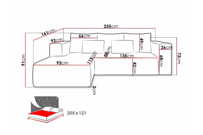 Listowel 3-sits Hörnbäddsoffa Light grey/Dark grey - Möbler - Vardagsrum - Bäddsoffor