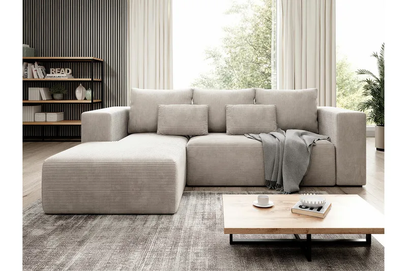 Listowel 3-sits Hörnbäddsoffa NO_BRAND beige - Möbler - Vardagsrum - Bäddsoffor