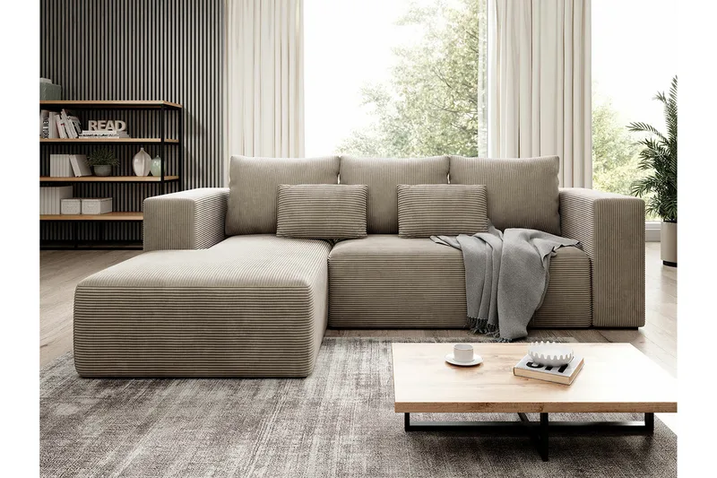 Listowel 3-sits Hörnbäddsoffa NO_BRAND beige - Möbler - Vardagsrum - Bäddsoffor
