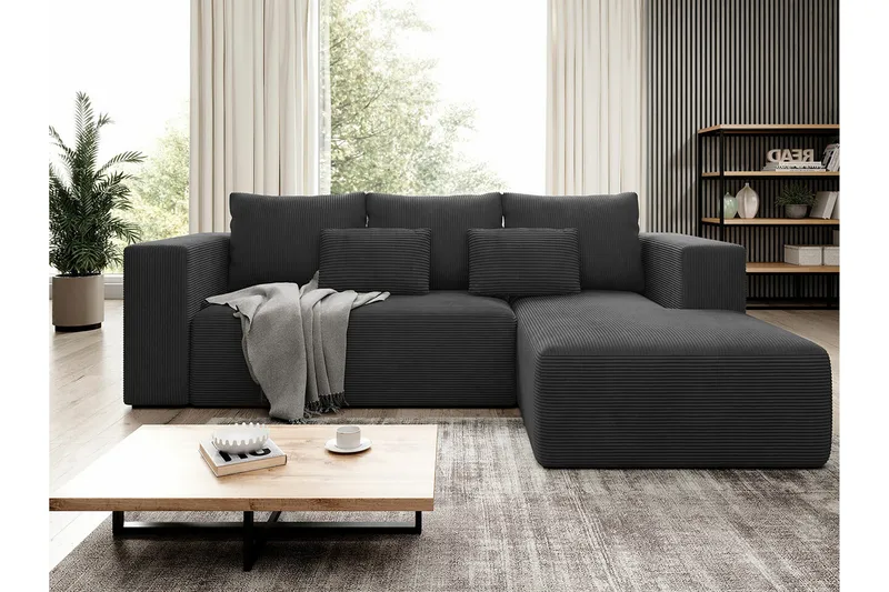 Listowel 3-sits Hörnbäddsoffa NO_BRAND Black - Möbler - Vardagsrum - Bäddsoffor