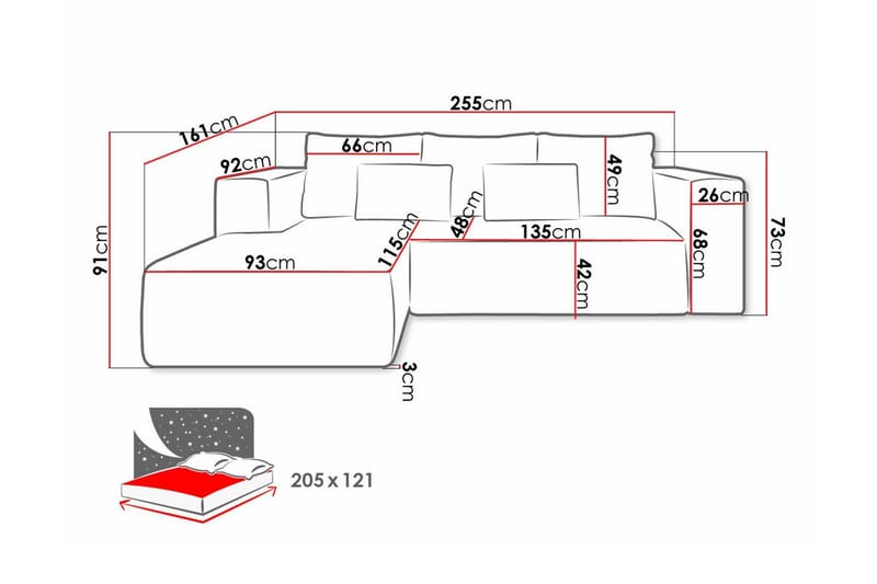 Listowel 3-sits Hörnbäddsoffa Turquoise - Möbler - Vardagsrum - Bäddsoffor