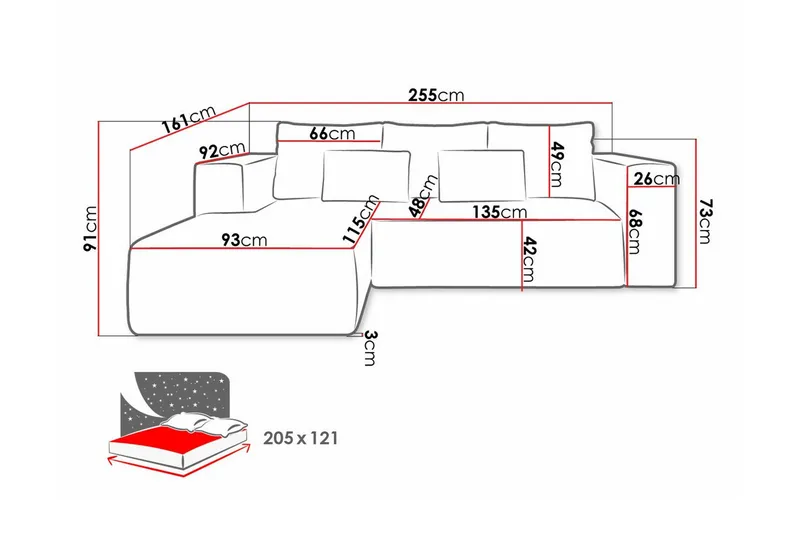 Listowel 3-sits Hörnbäddsoffa Turquoise - Möbler - Vardagsrum - Bäddsoffor