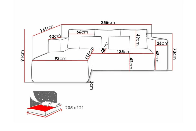 Listowel 3-sits Hörnbäddsoffa Yellow - Möbler - Vardagsrum - Bäddsoffor - Hörnbäddsoffa