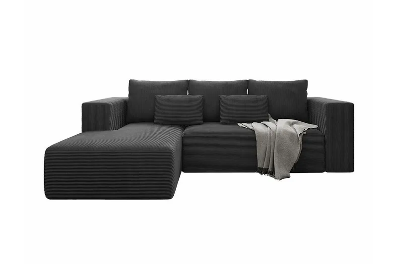 Listowel 3-sits Vänster Hörnbäddsoffa 121x205 cm med Förvaring, Antracit