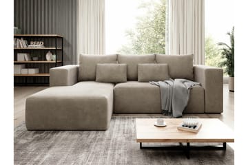 Listowel 3-sits Vänster Hörnbäddsoffa med Förvaring i Manchestertyg - Beige - Möbler - Vardagsrum - Bäddsoffor
