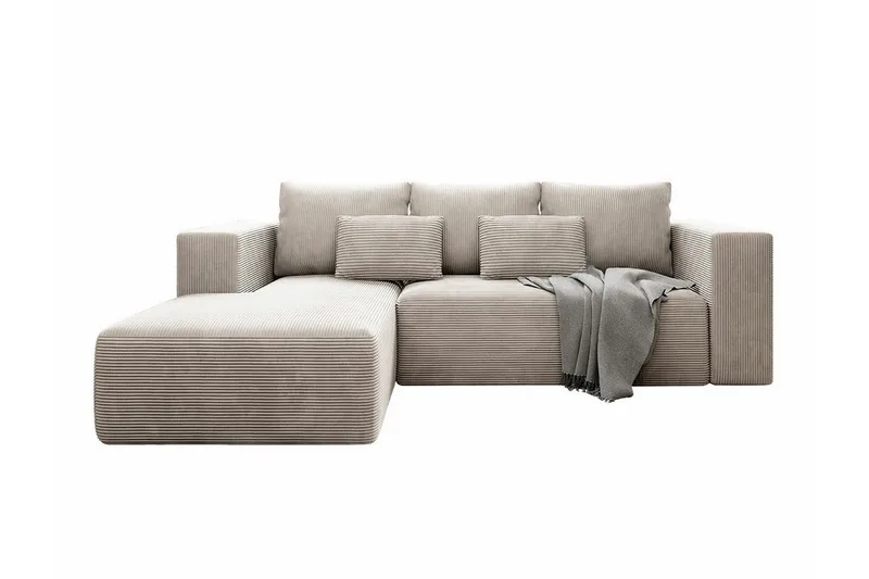 Listowel 3-sits Vänstervänd Hörnbäddsoffa 121x205 cm med Förvaring, Beige