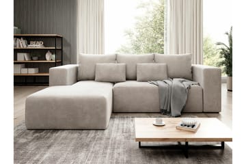 Listowel 3-sits Vänstervänd Hörnbäddsoffa 121x205 cm med Förvaring - Beige - Möbler - Vardagsrum - Bäddsoffor