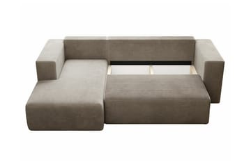 Listowel 3-sits Vänstervänd Hörnbäddsoffa i Tyg med Träram - Grå - Möbler - Vardagsrum - Bäddsoffor