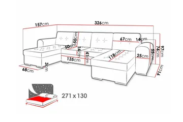 Listowel 4-sits Hörnbäddsoffa - Beige - Möbler - Vardagsrum - Bäddsoffor - U bäddsoffa